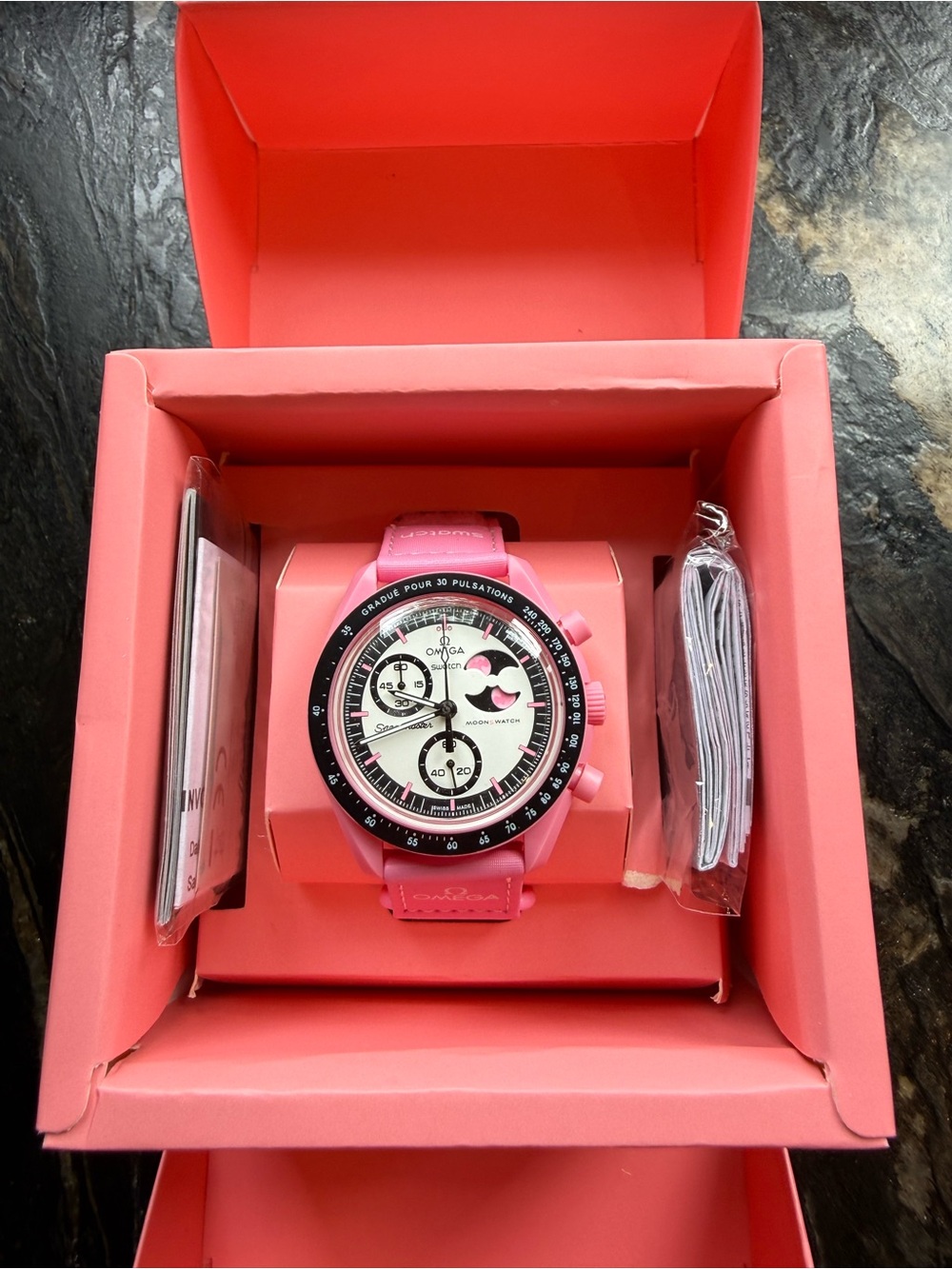 Omega x Swatch Mission to the Pink MoonPhase MOONSWATCH NWT - Picture 2 of 10